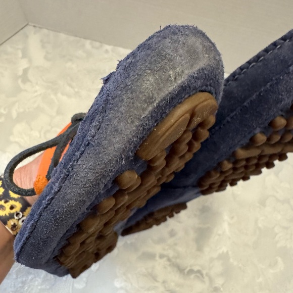 Cole‎ Haan 11M Driving Moccasins Shoe Blue Leather Orange Fringe Kiltie  Preppy - Picture 6 of 11